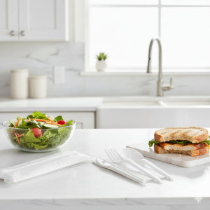 EMRASS  WHITE KIT POLYPRO FORK KNIFE TEASPOON WRAPPED (500CT )