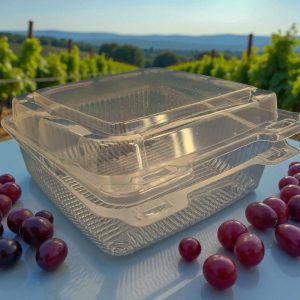 LBN-8559 9.063"X8.625"X3.375" CLEAR HINGE CONTAINERS 250/CS