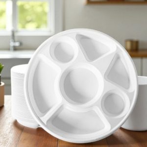 BIO-7 COMPARTMENT PLATE 7 COMPARTMENT BIODEGRADABLE PLATE 200/CS